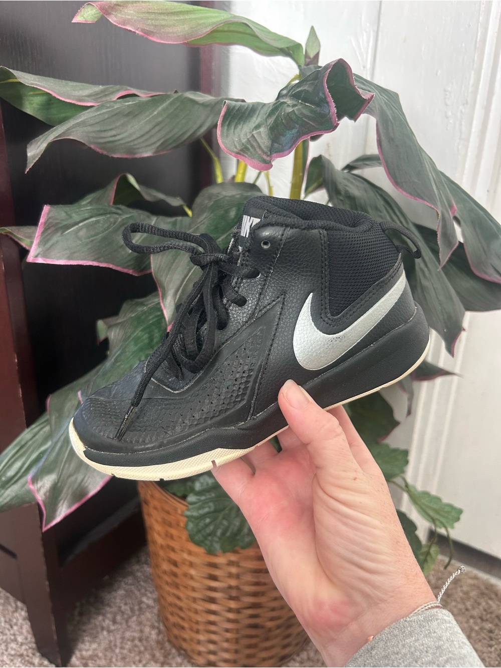 Nike Kids Black and Silver High-Top Sneakers